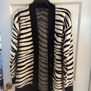 Ann Taylor Black and White Patterned Cardigan